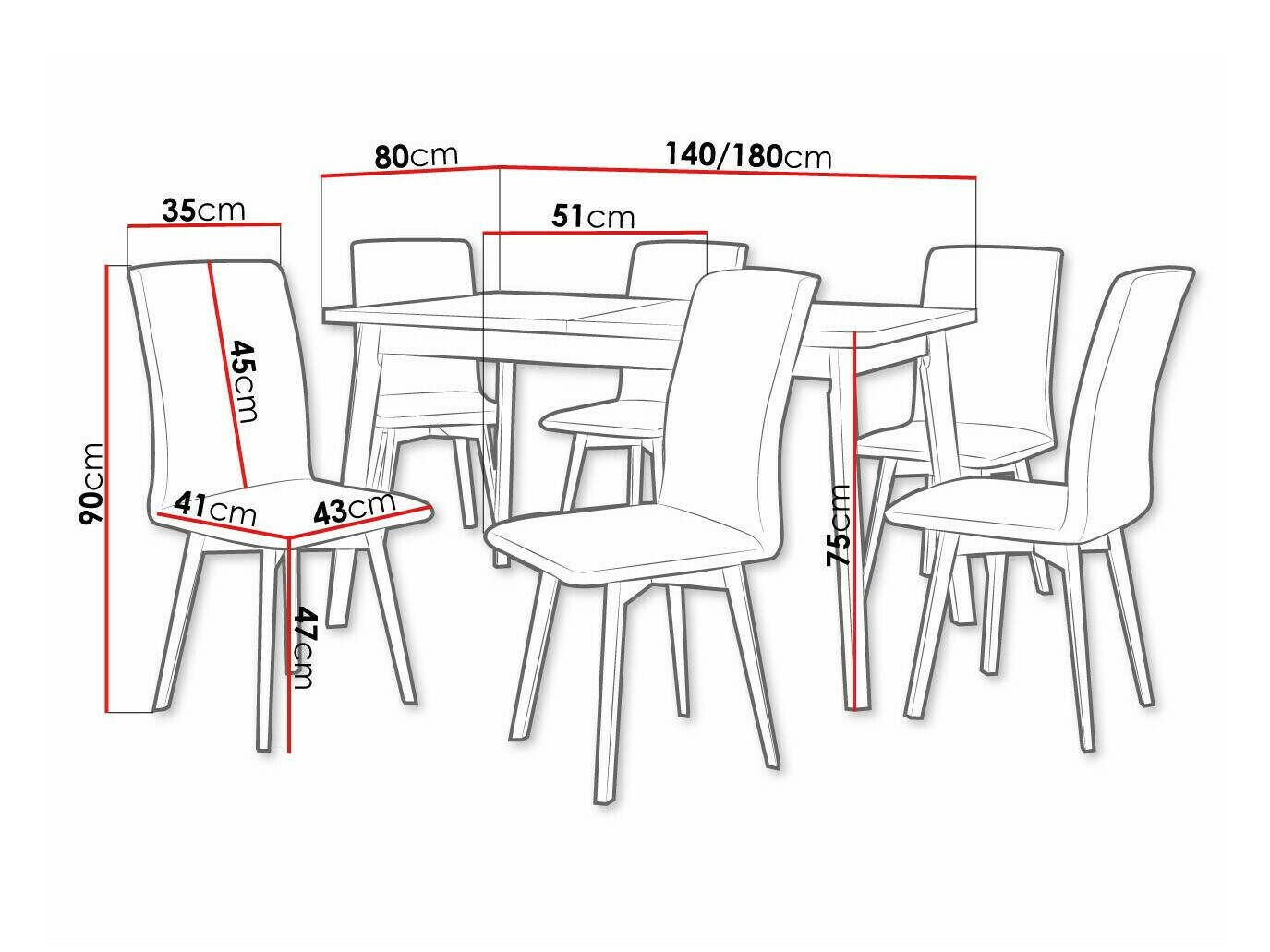 Trpezarijski set Victorville 323 (Crno)