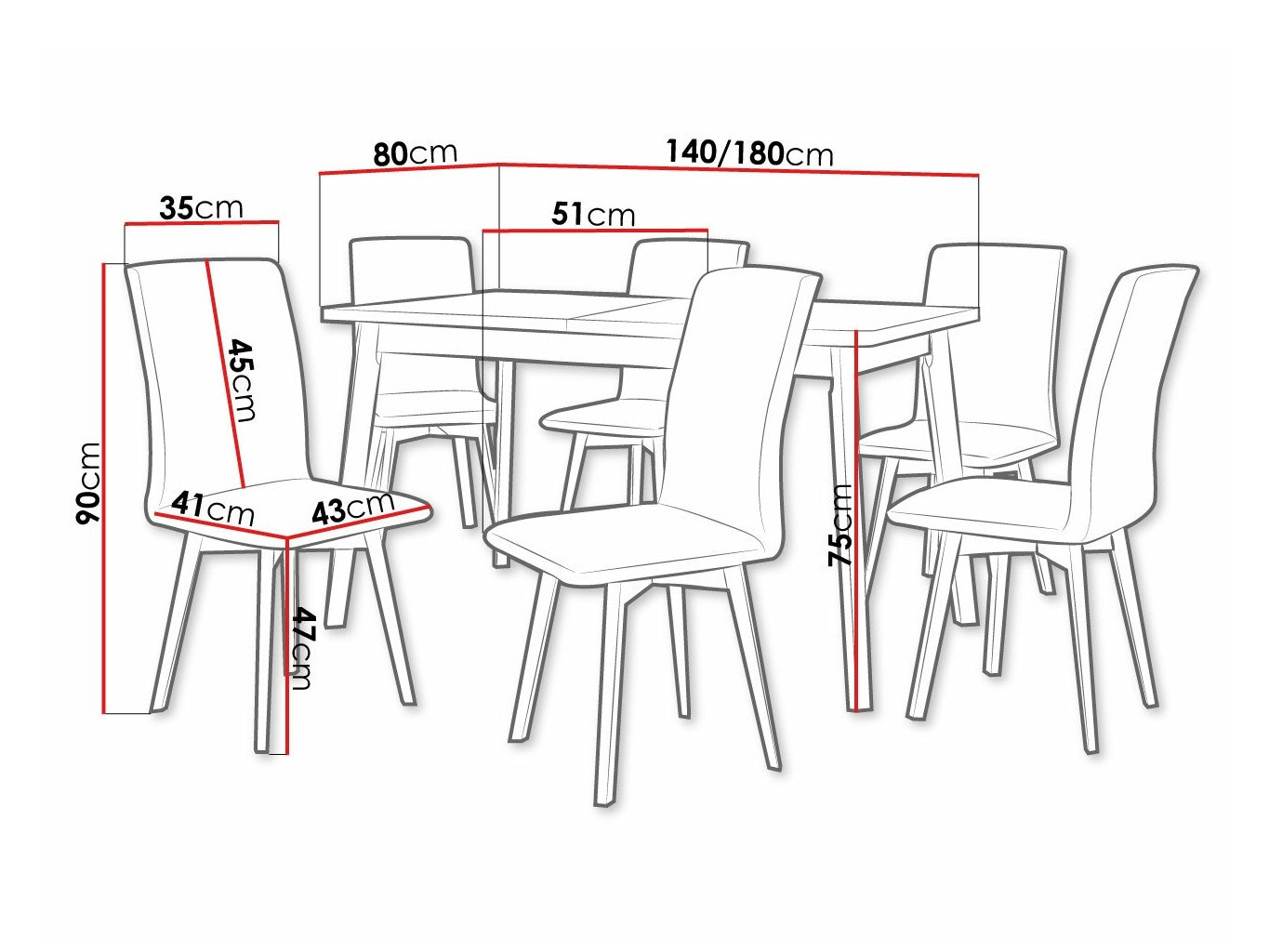 Trpezarijski set Victorville 324 (Crno)