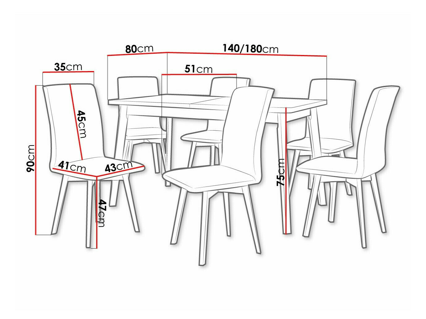 Trpezarijski set Victorville 325 (Crno)