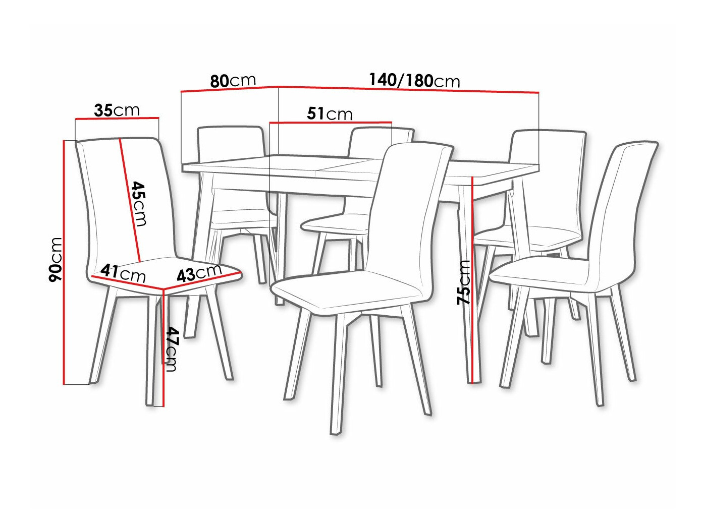 Trpezarijski set Victorville 326 (Belo)