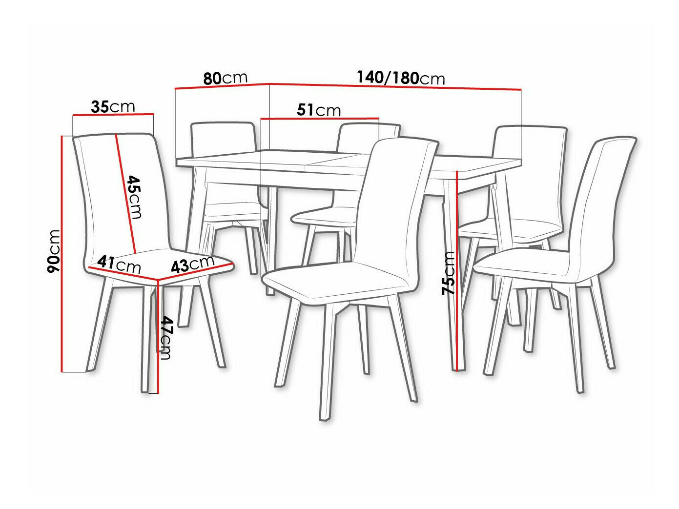 Trpezarijski set Victorville 326 (Crno)