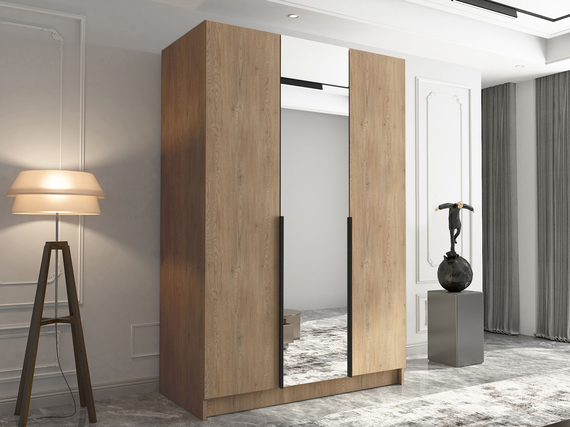 Ormar Closico 197 (Svetlo drvo + Crno)