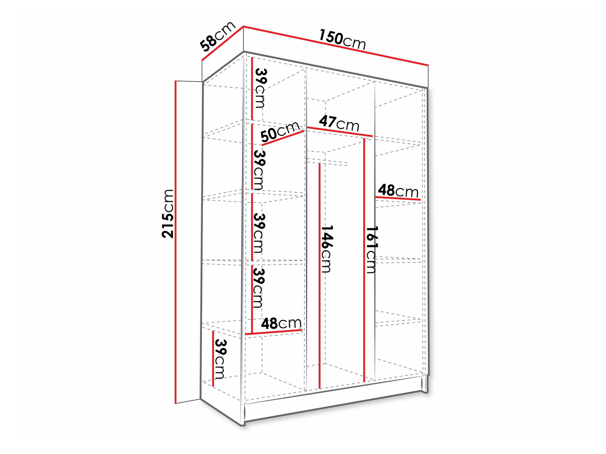 Ormar Closico 197 (Svetlo drvo + Crno)