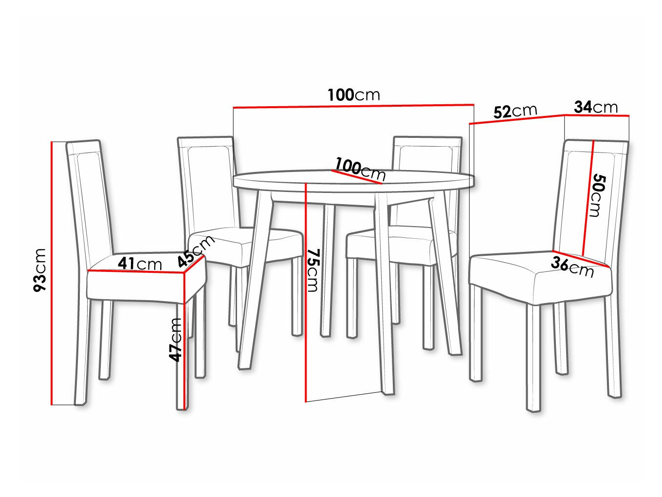 Trpezarijski set Victorville 306 (Crno)