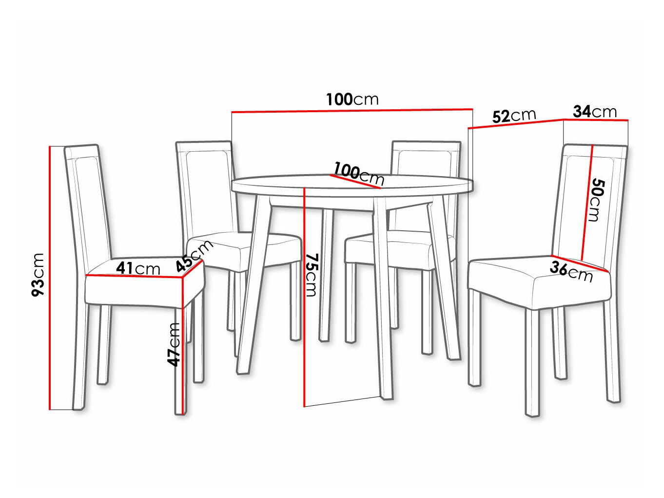 Trpezarijski set Victorville 306 (Crno)