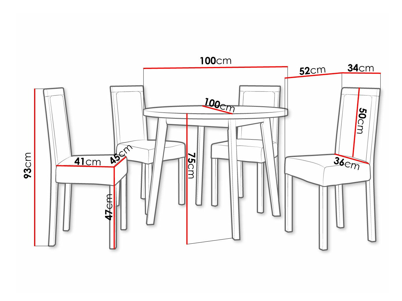Trpezarijski set Victorville 306 (Crno)
