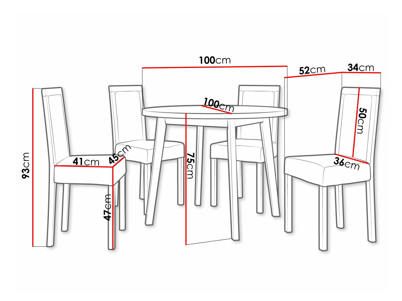 Trpezarijski set Victorville 306 (Crno)