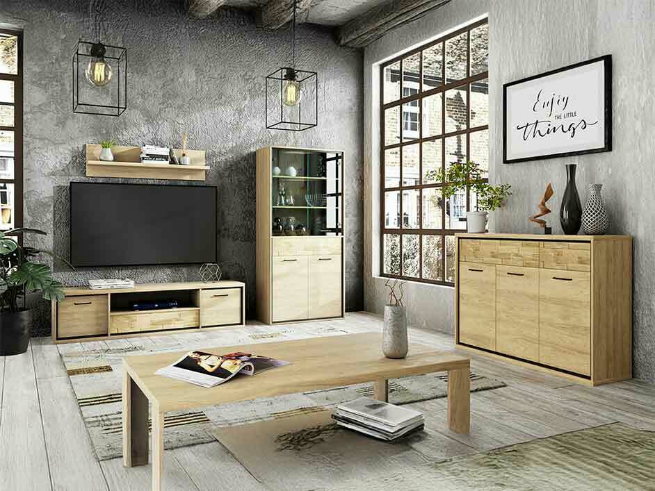 Set za dnevnu sobu Etrmoni 118 (Svetlo drvo + Hrast)