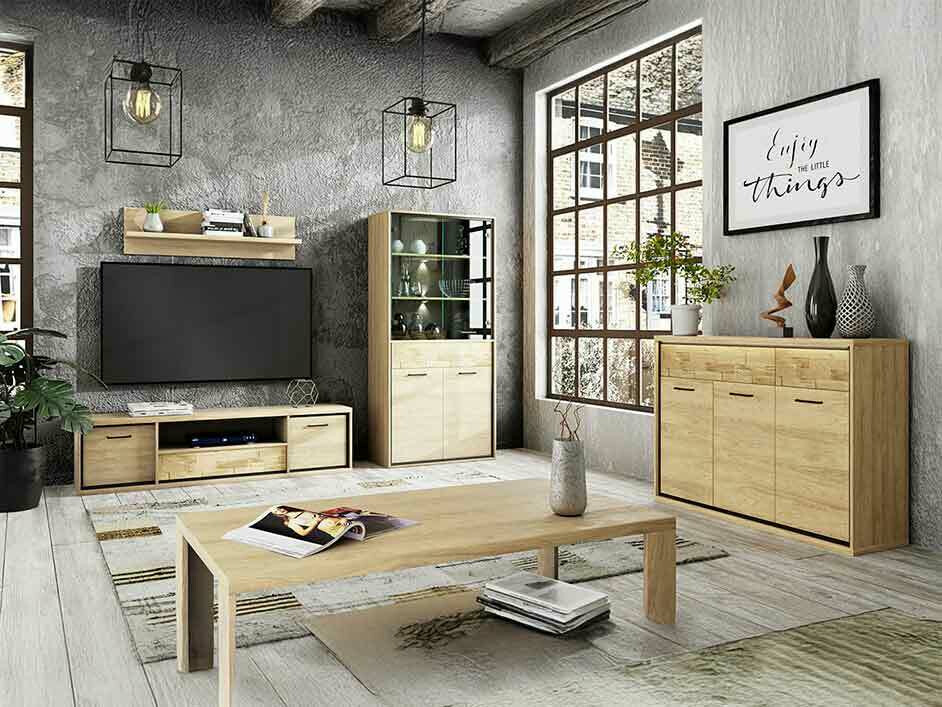 Set za dnevnu sobu Etrmoni 118 (Svetlo drvo + Hrast)