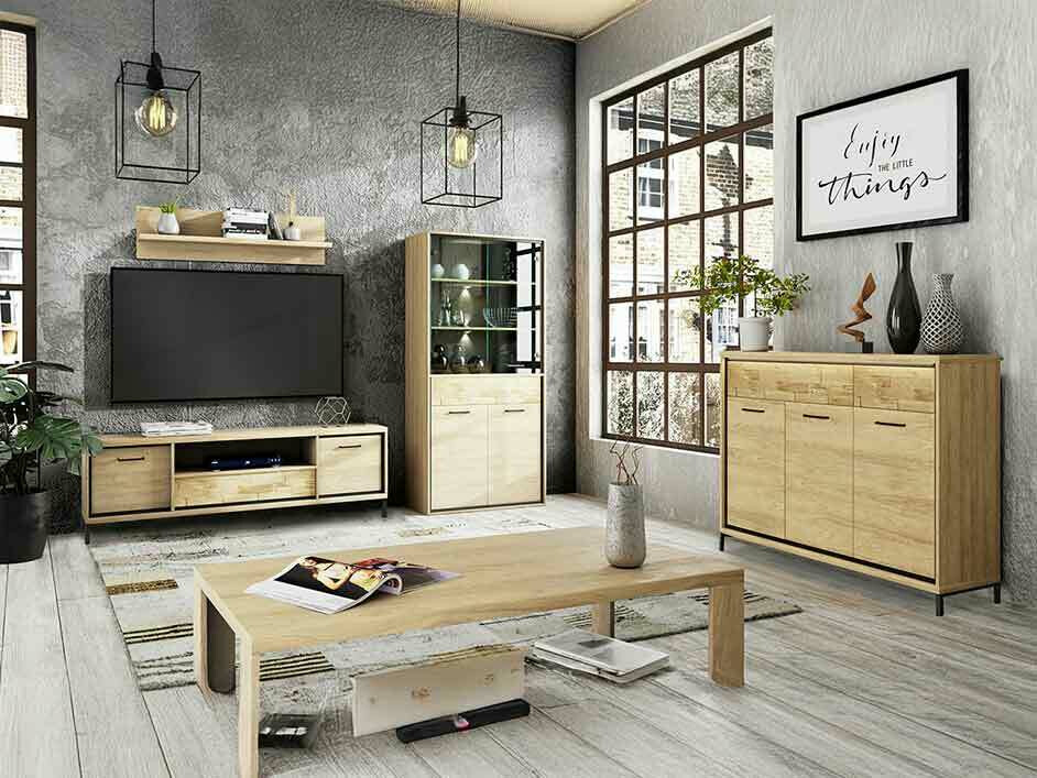 Set za dnevnu sobu Etrmoni 118 (Svetlo drvo + Hrast)