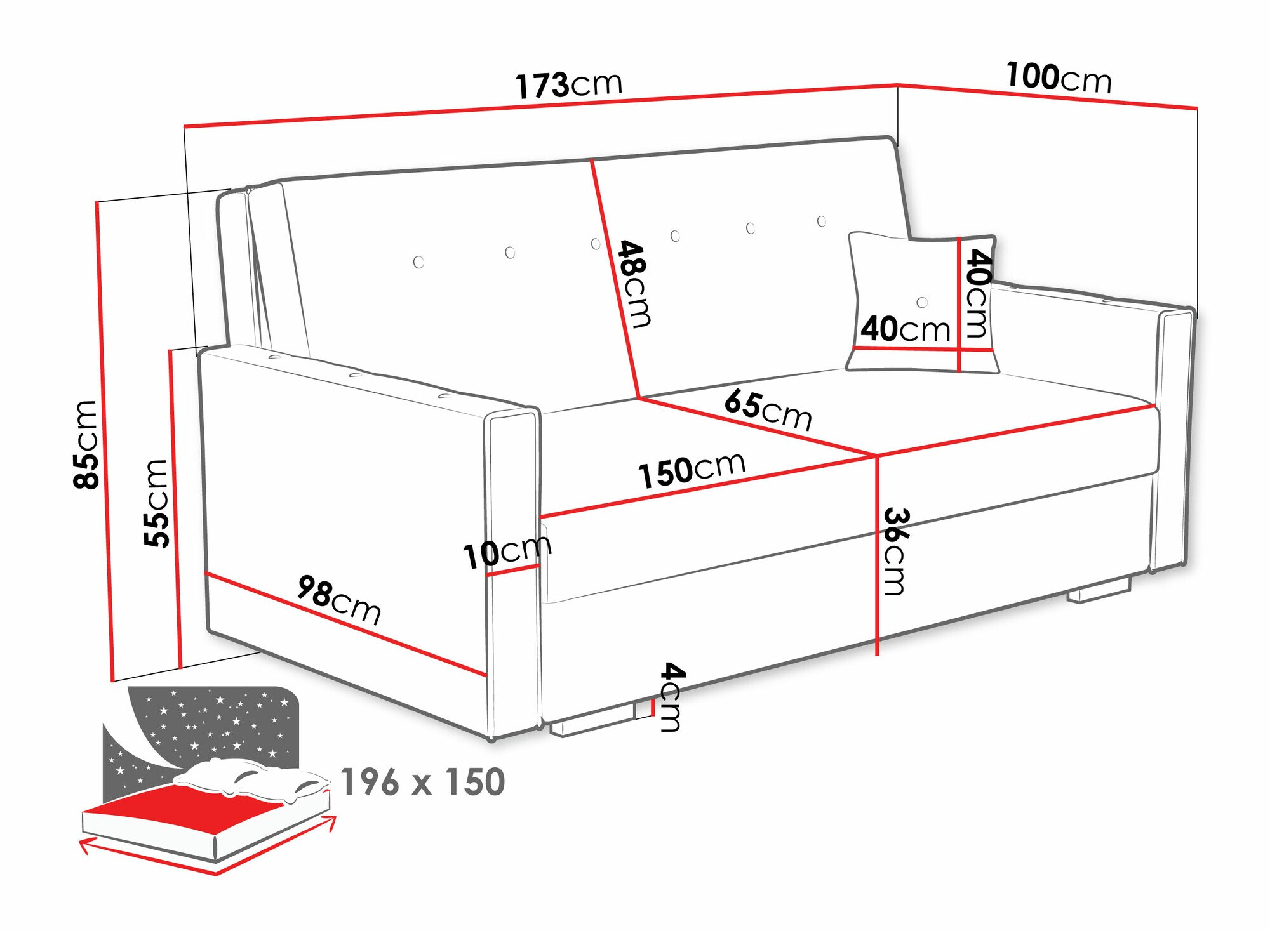 Sofa na razvlačenje Caelrin IV (Coral 65)
