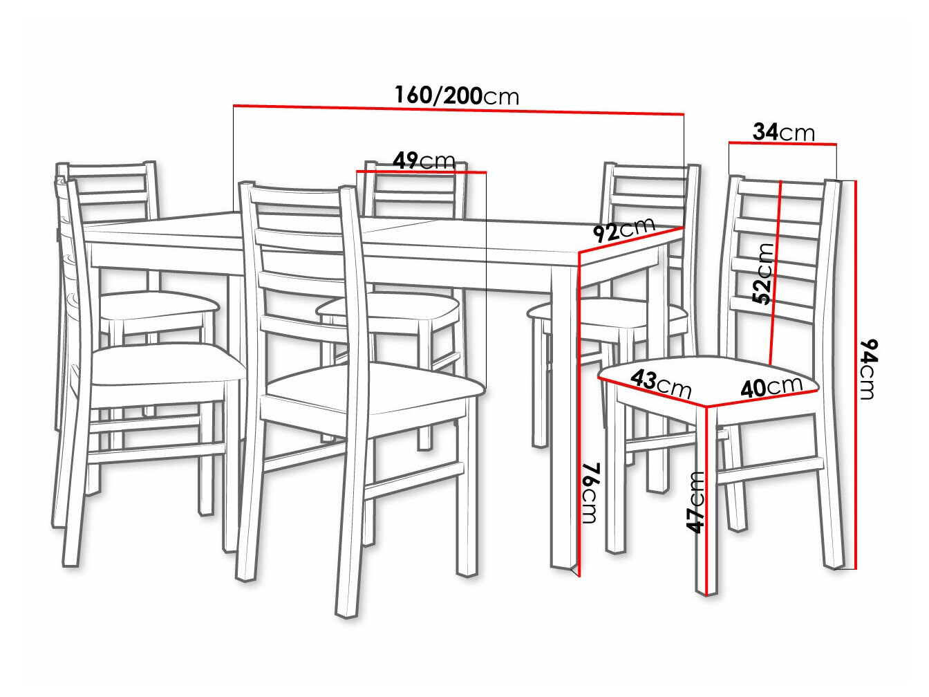 Trpezarijski set Victorville 307 (Belo)