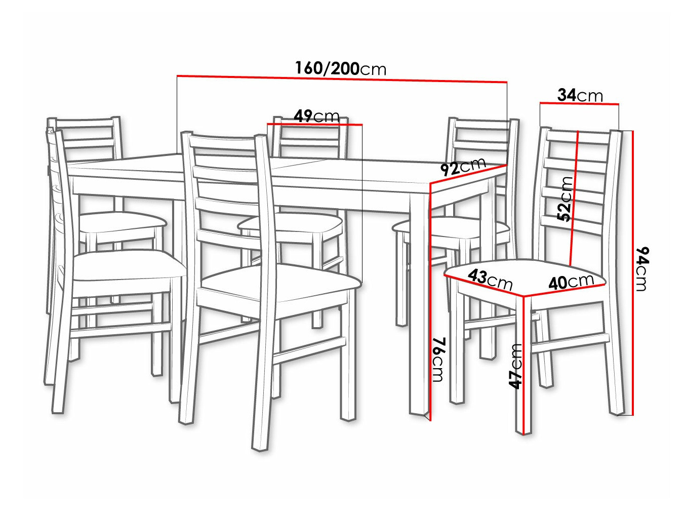 Trpezarijski set Victorville 307 (Belo)