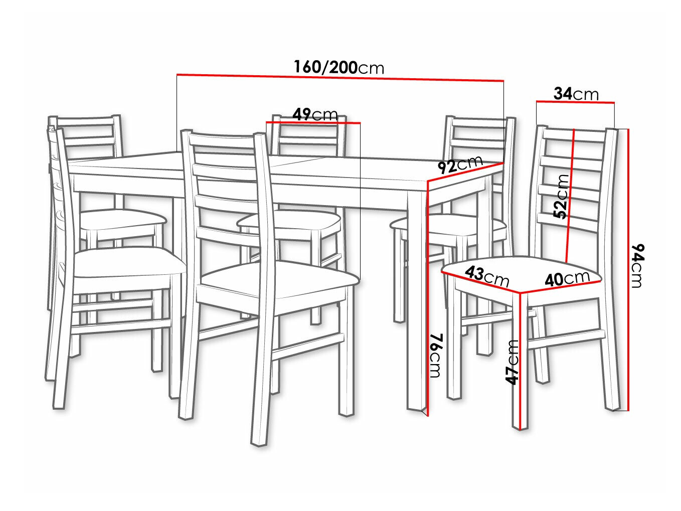 Trpezarijski set Victorville 307 (Belo)