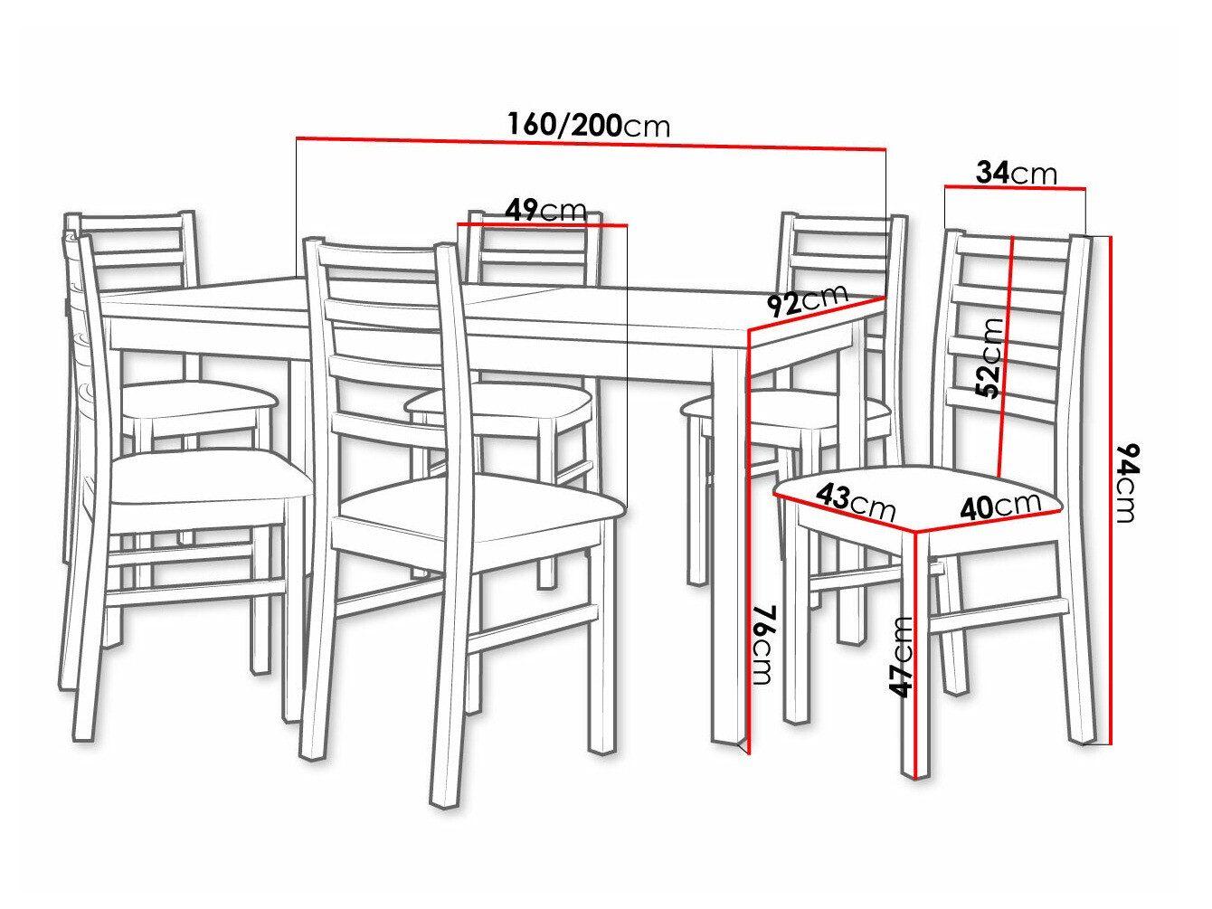 Trpezarijski set Victorville 307 (Belo)