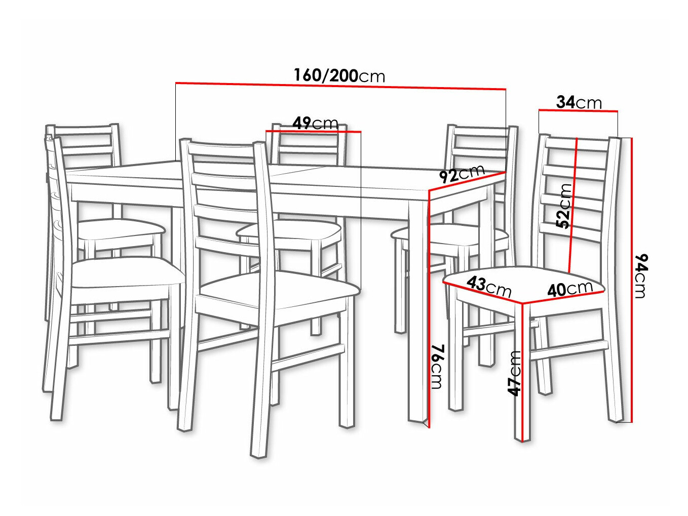 Trpezarijski set Victorville 307 (Orah)