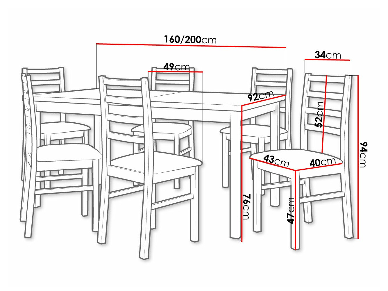 Trpezarijski set Victorville 307 (Orah)