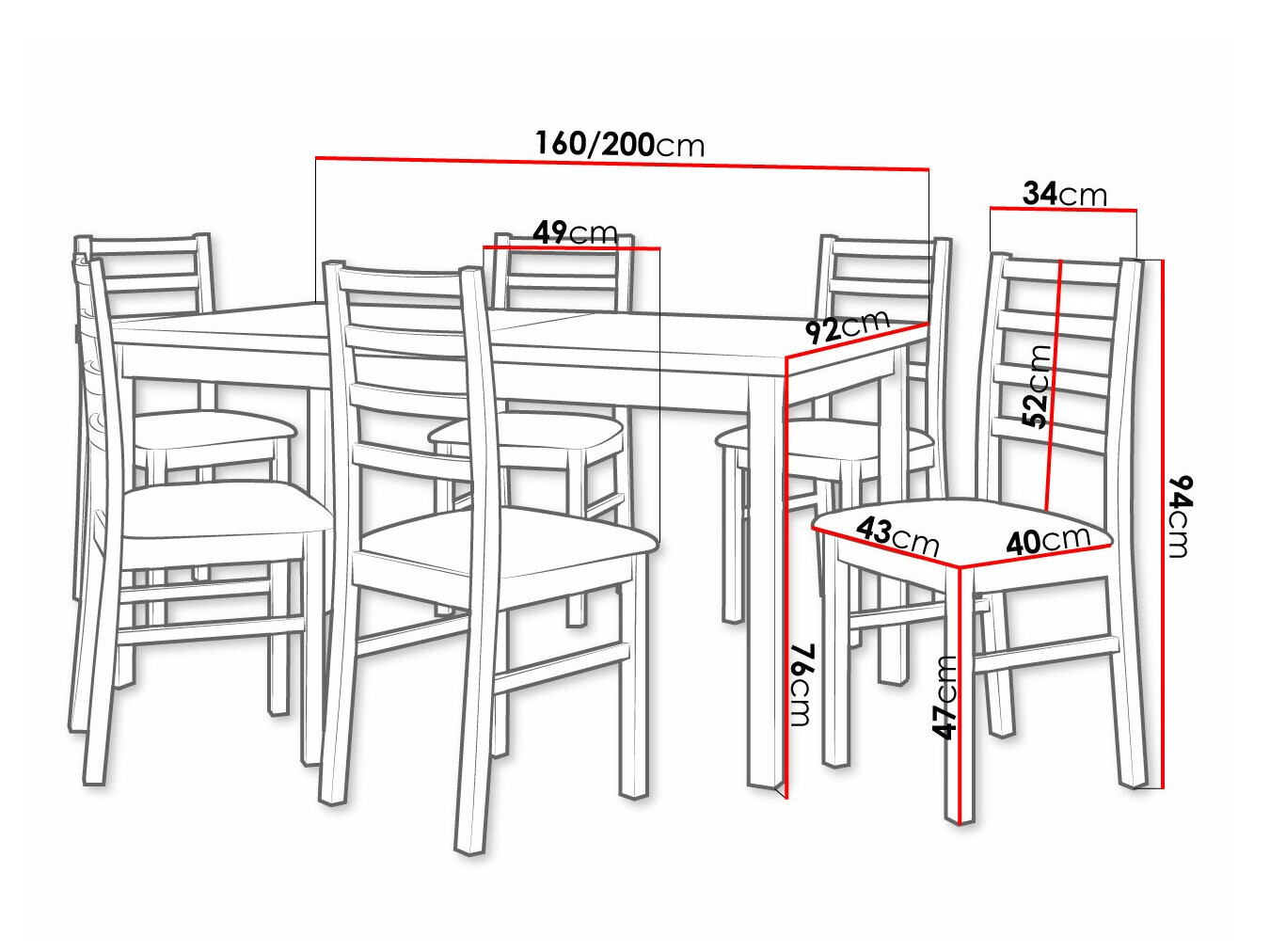 Trpezarijski set Victorville 307 (Orah)
