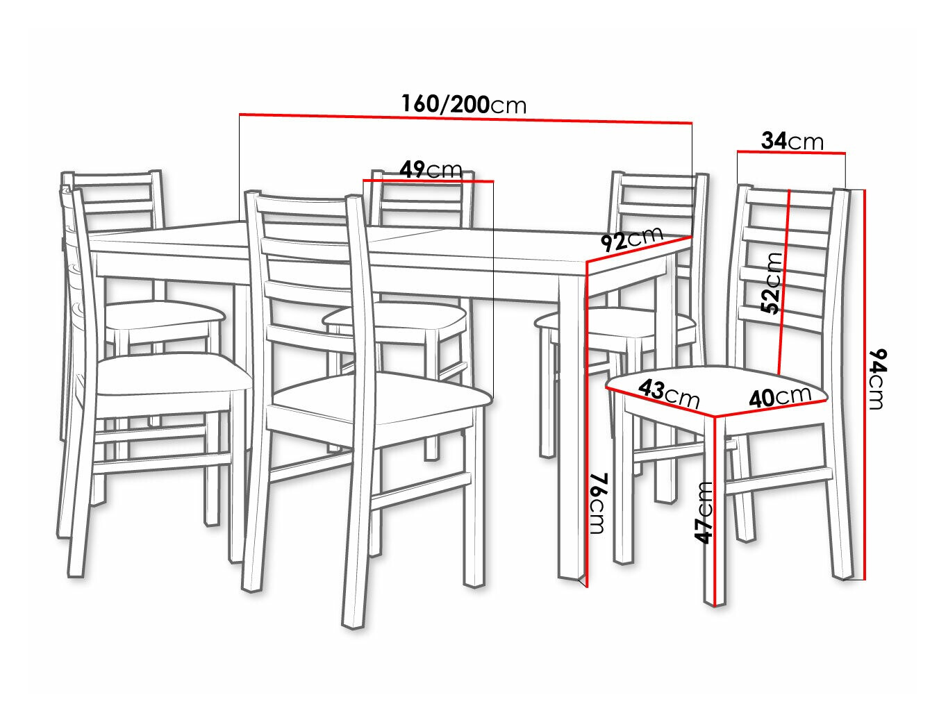 Trpezarijski set Victorville 307 (Orah)