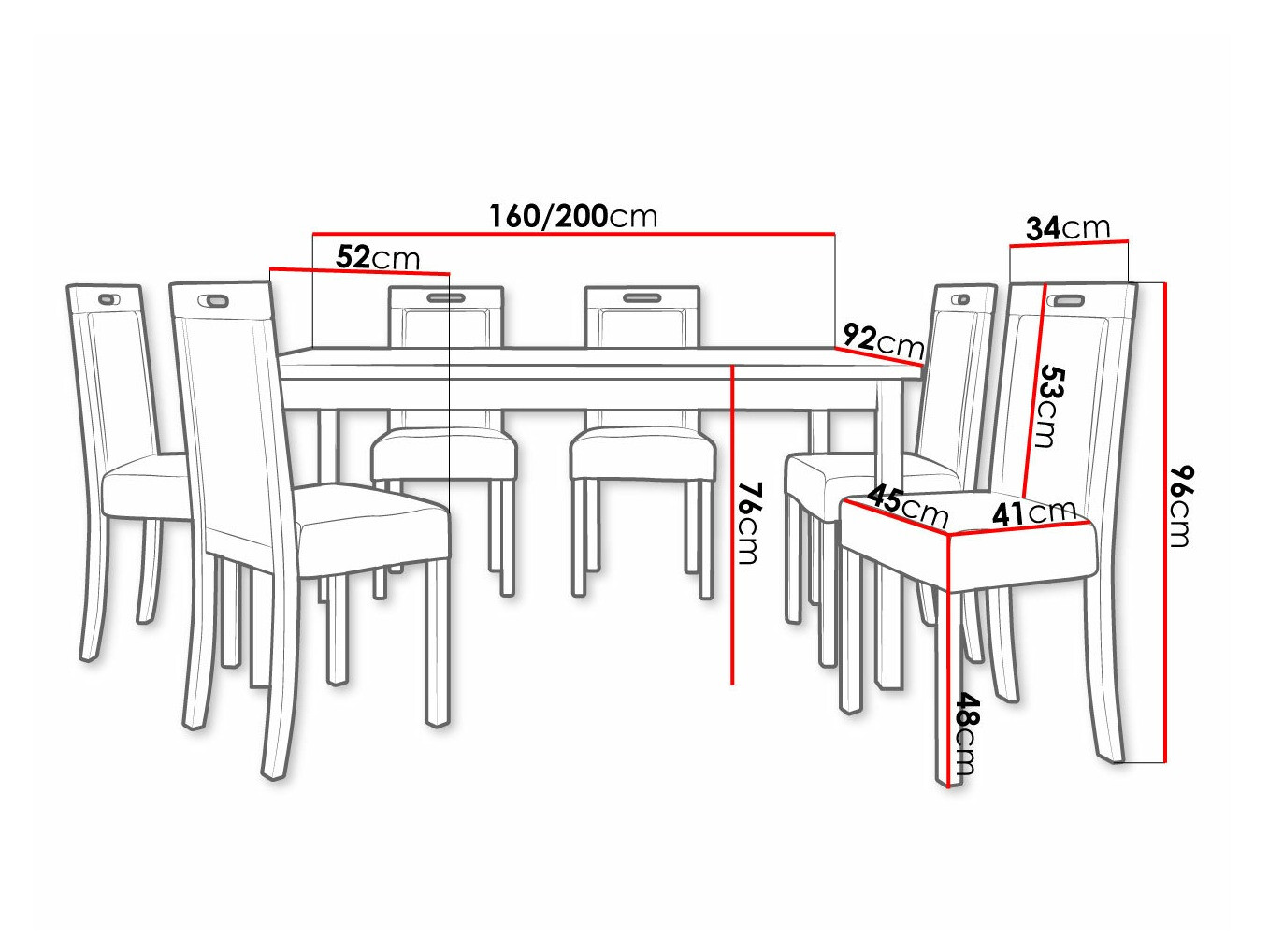 Trpezarijski set Victorville 308 (Belo)