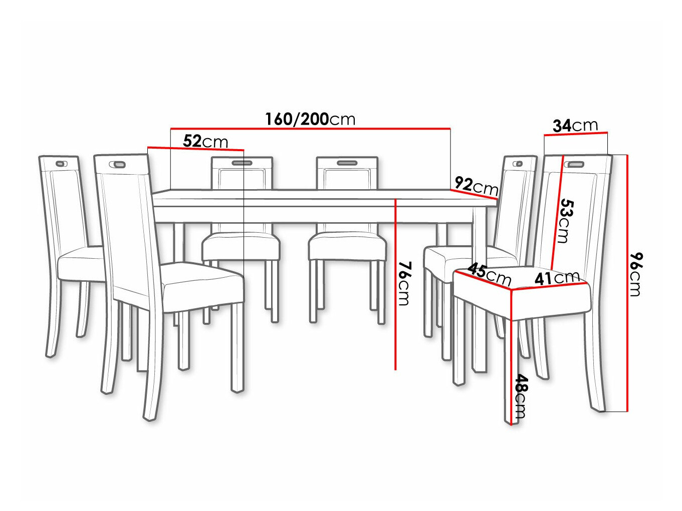 Trpezarijski set Victorville 308 (Belo)