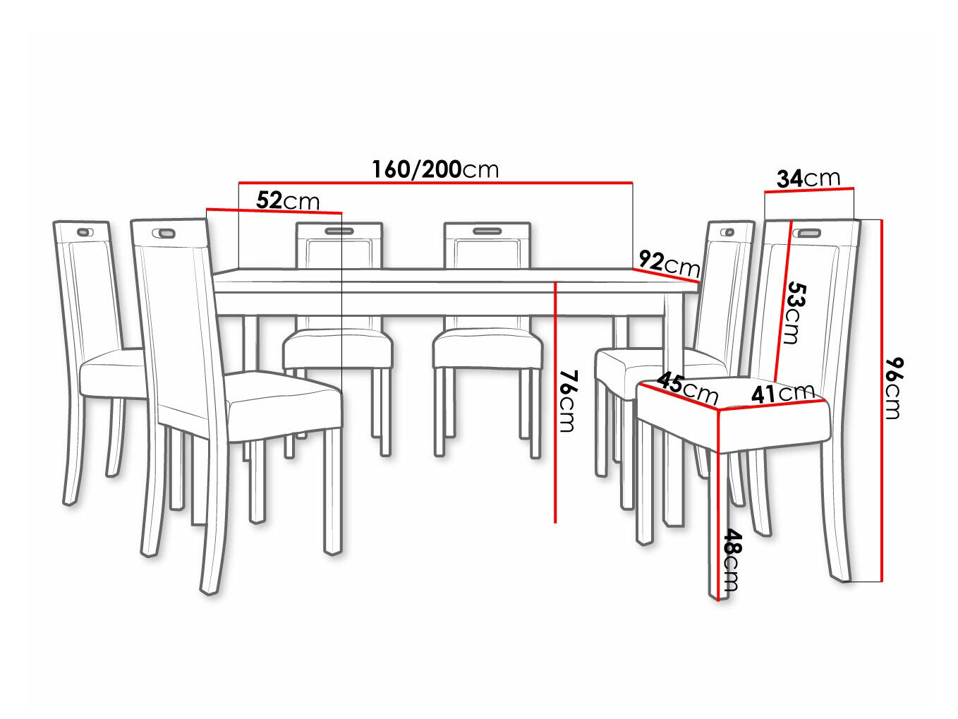 Trpezarijski set Victorville 308 (Belo)