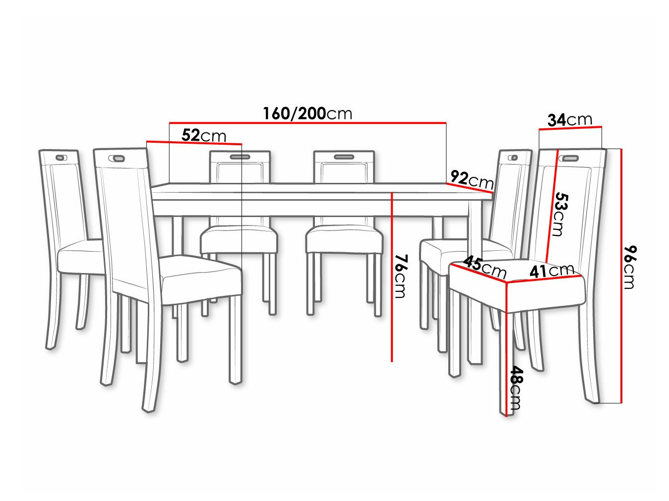 Trpezarijski set Victorville 308 (Orah)