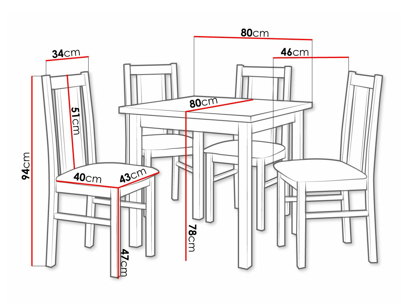 Trpezarijski set Victorville 310 (Belo)
