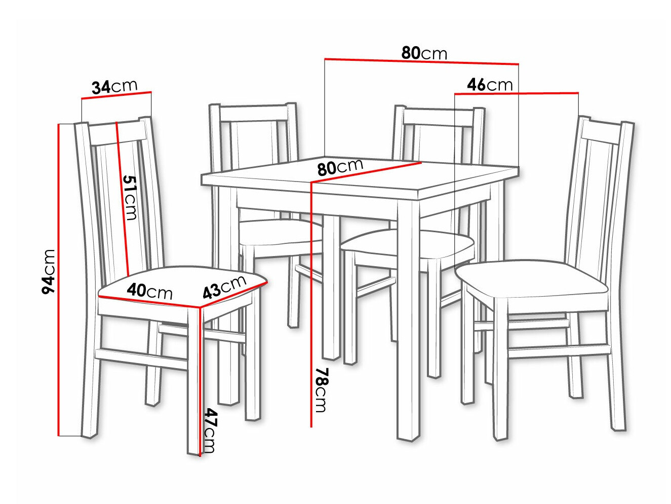 Trpezarijski set Victorville 310 (Belo)