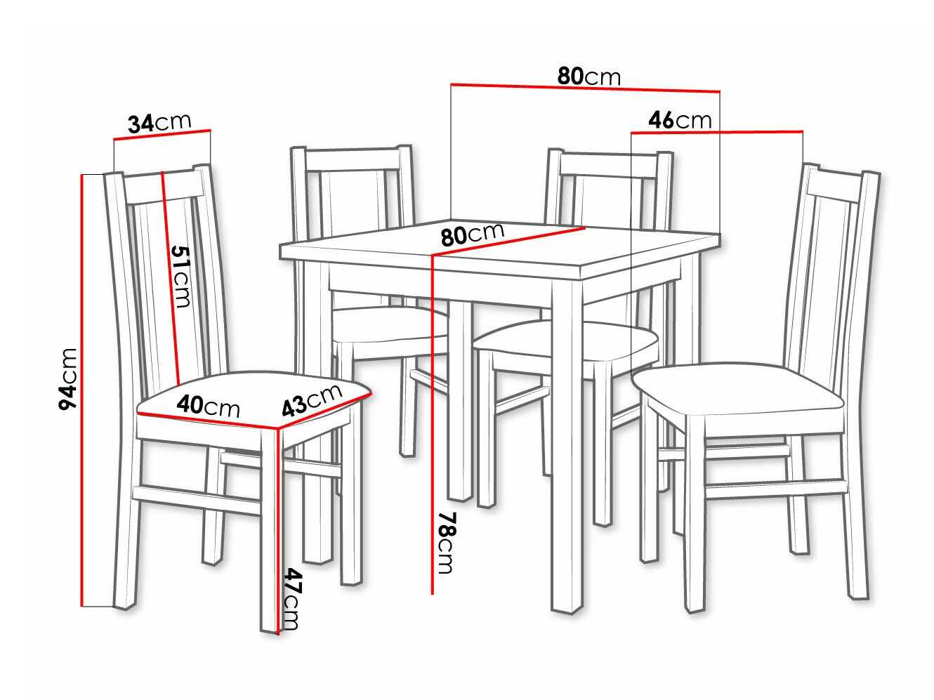 Trpezarijski set Victorville 310 (Belo)