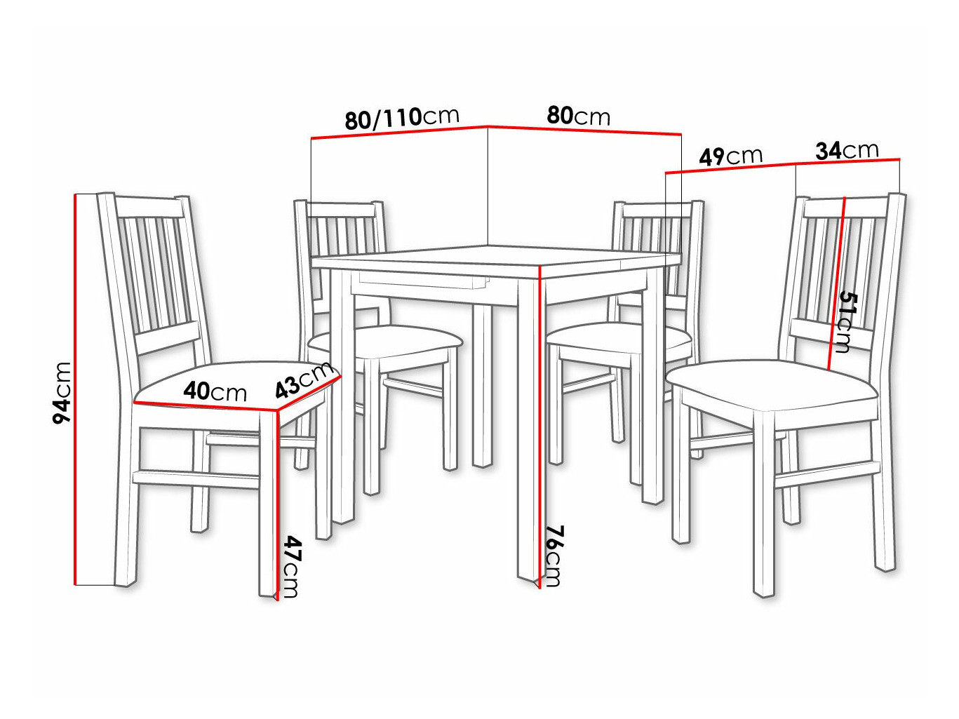 Trpezarijski set Victorville 314 (Belo)