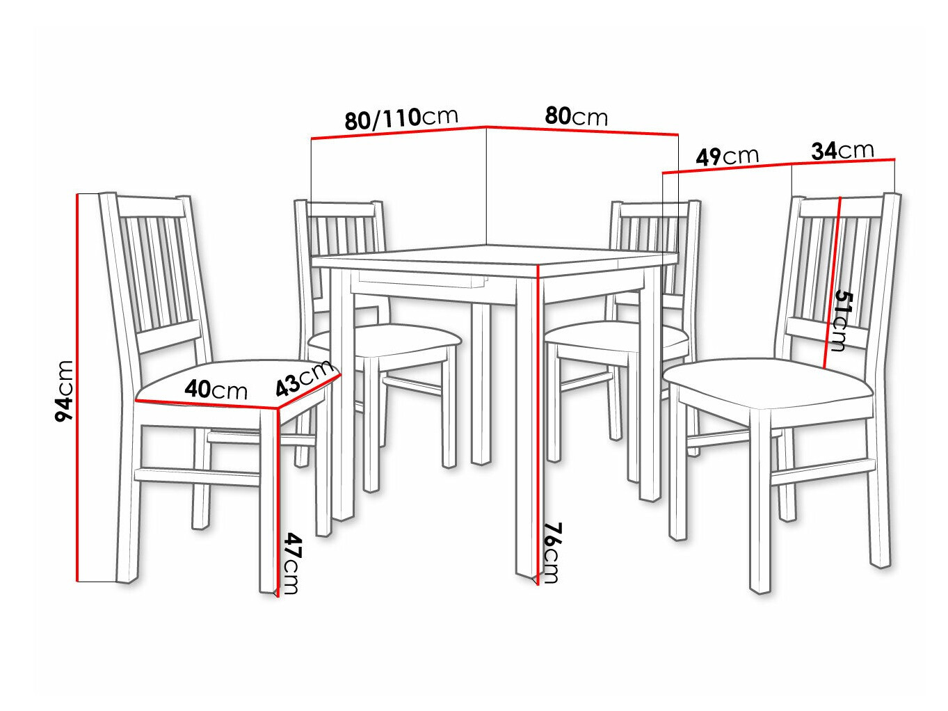 Trpezarijski set Victorville 314 (Belo)
