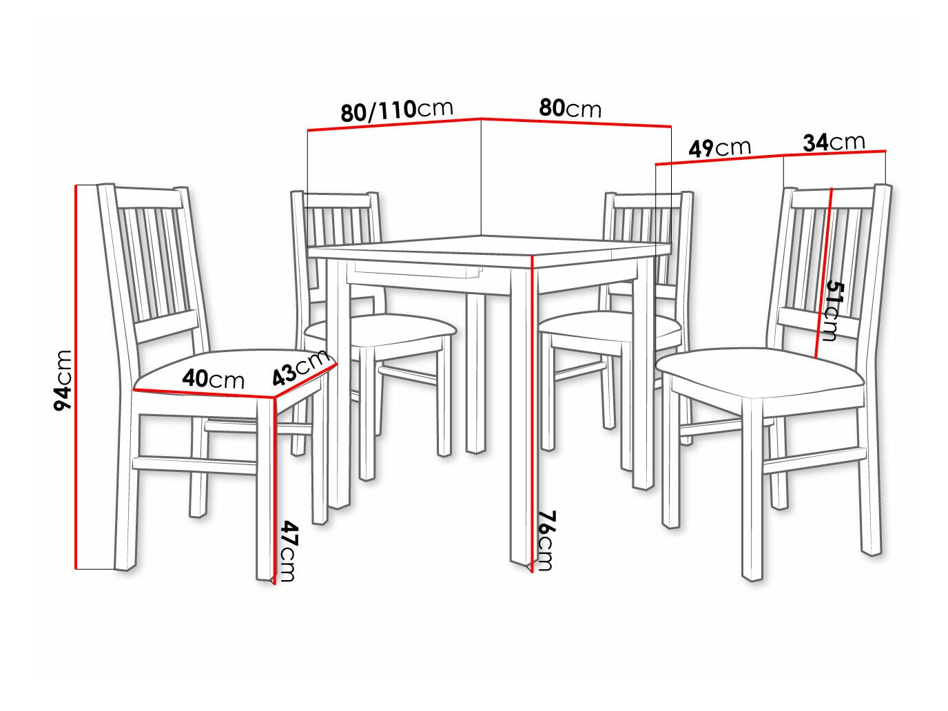 Trpezarijski set Victorville 314 (Belo)