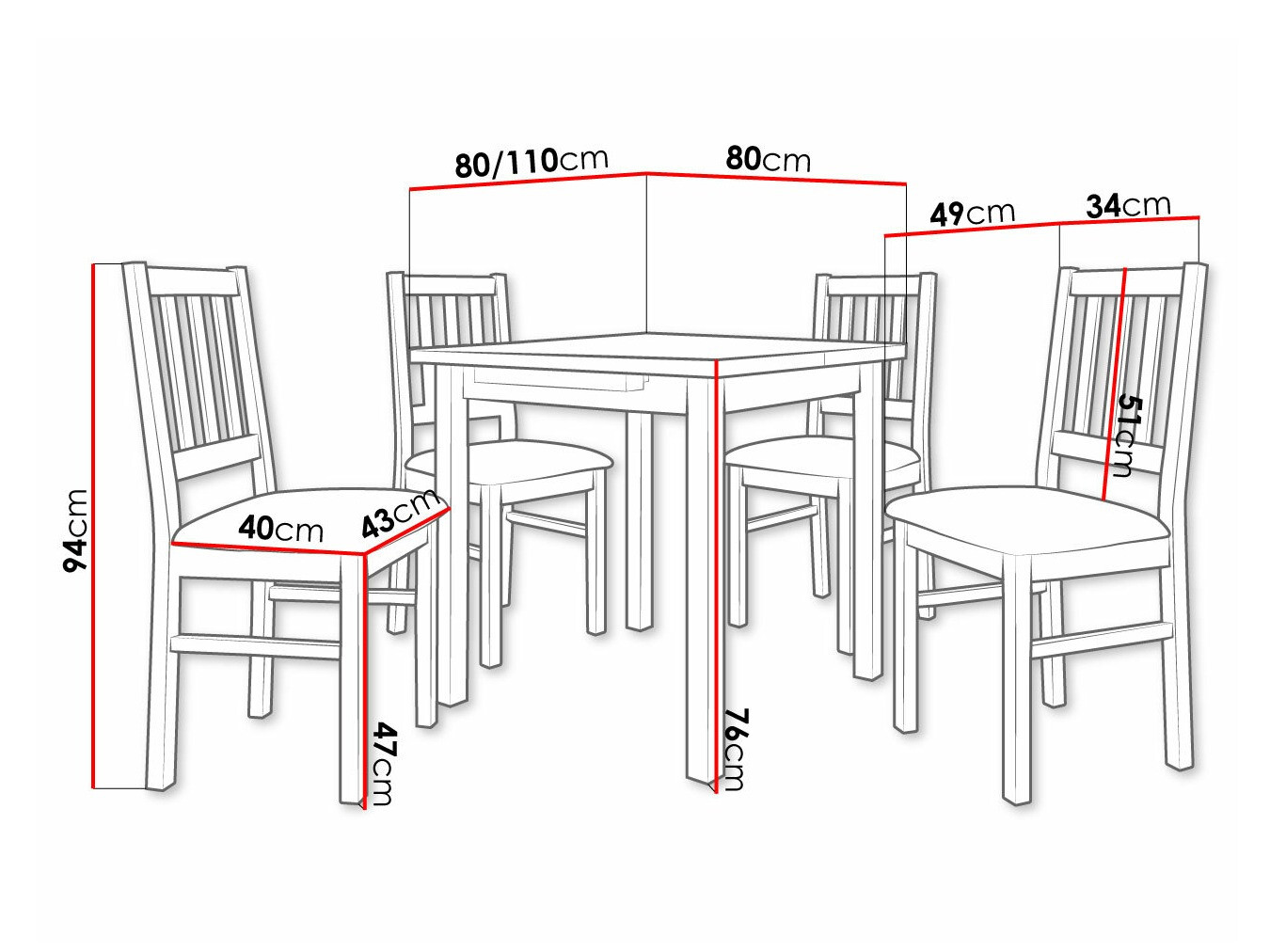 Trpezarijski set Victorville 314 (Belo)
