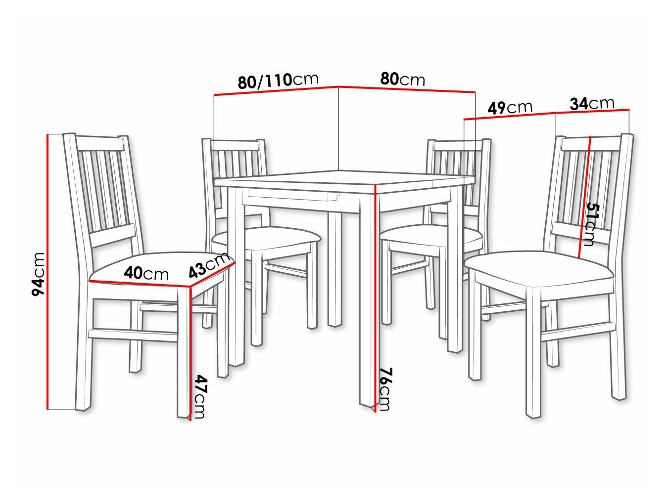Trpezarijski set Victorville 314 (Orah)