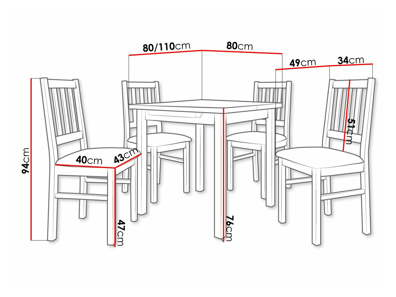 Trpezarijski set Victorville 314 (Orah)