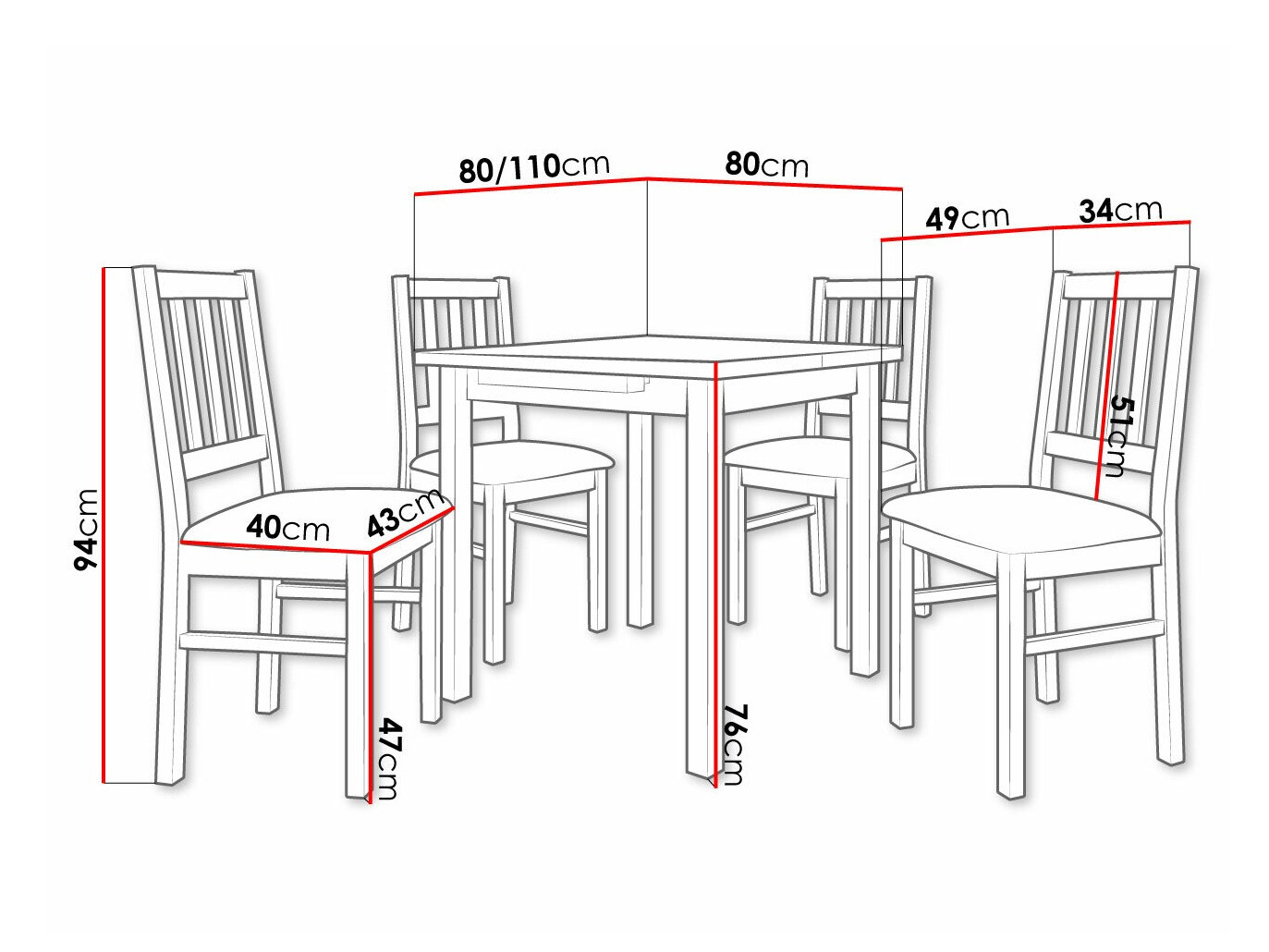 Trpezarijski set Victorville 314 (Orah)