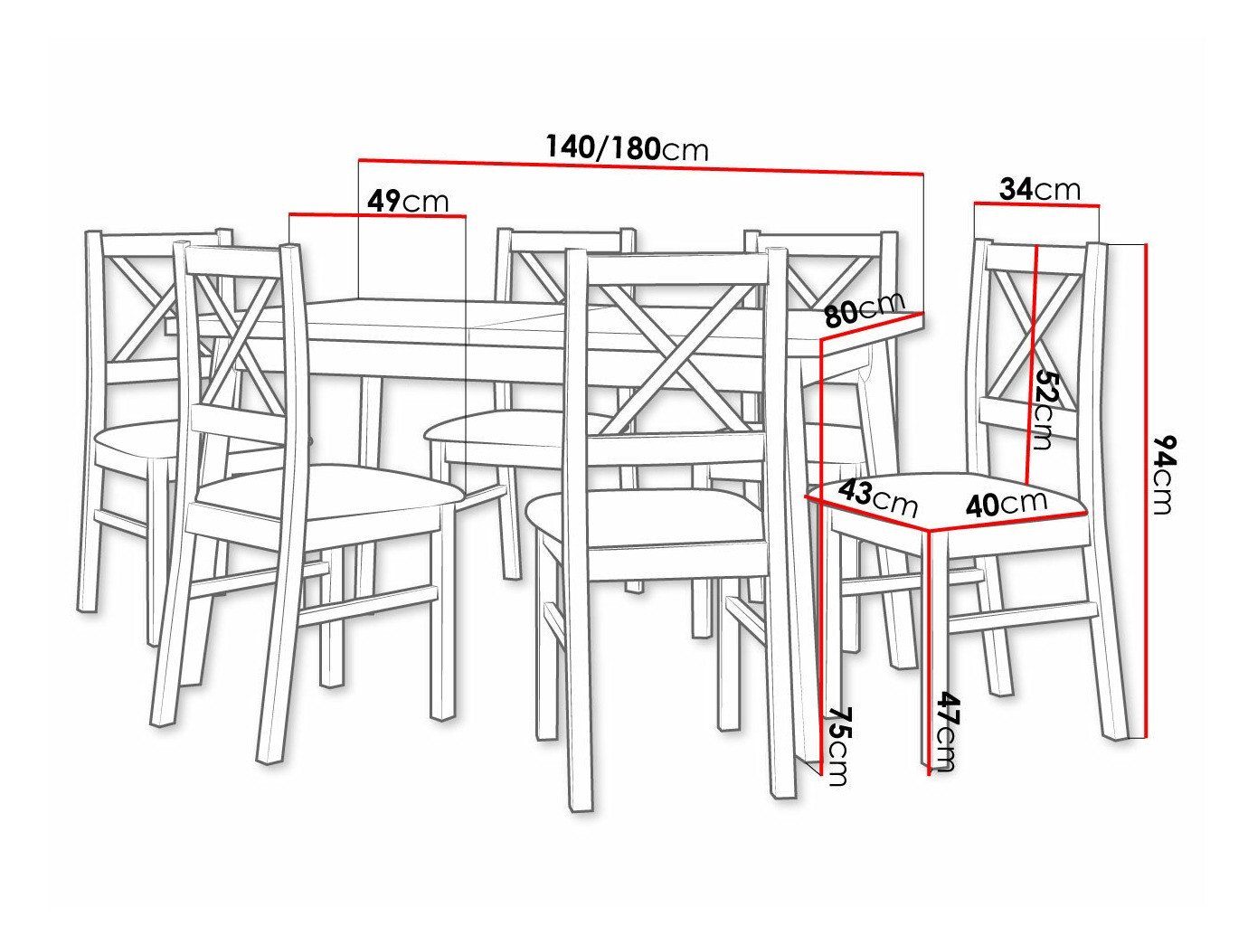 Trpezarijski set Victorville 316 (Belo)