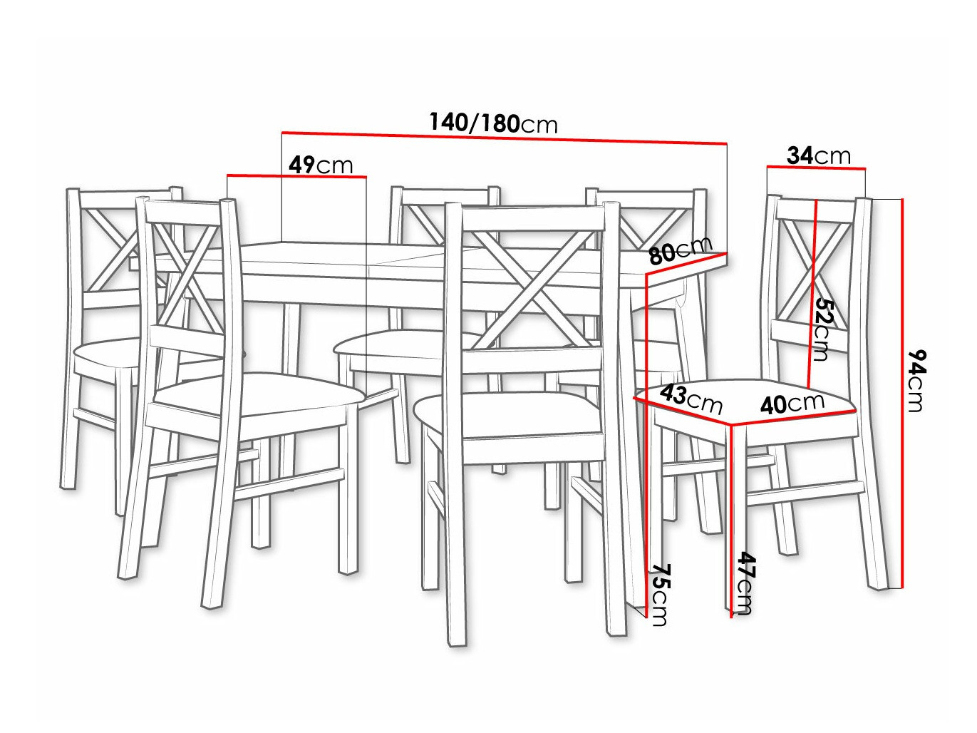 Trpezarijski set Victorville 316 (Belo)