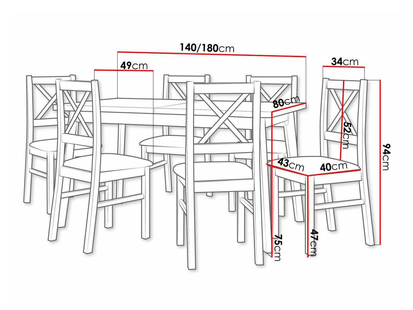 Trpezarijski set Victorville 316 (Belo)
