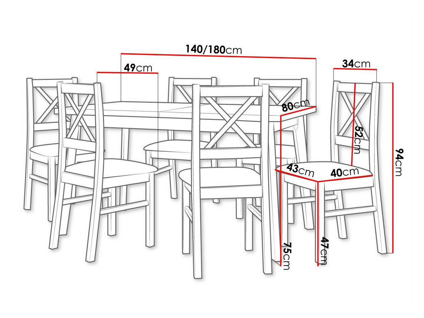 Trpezarijski set Victorville 316 (Belo)