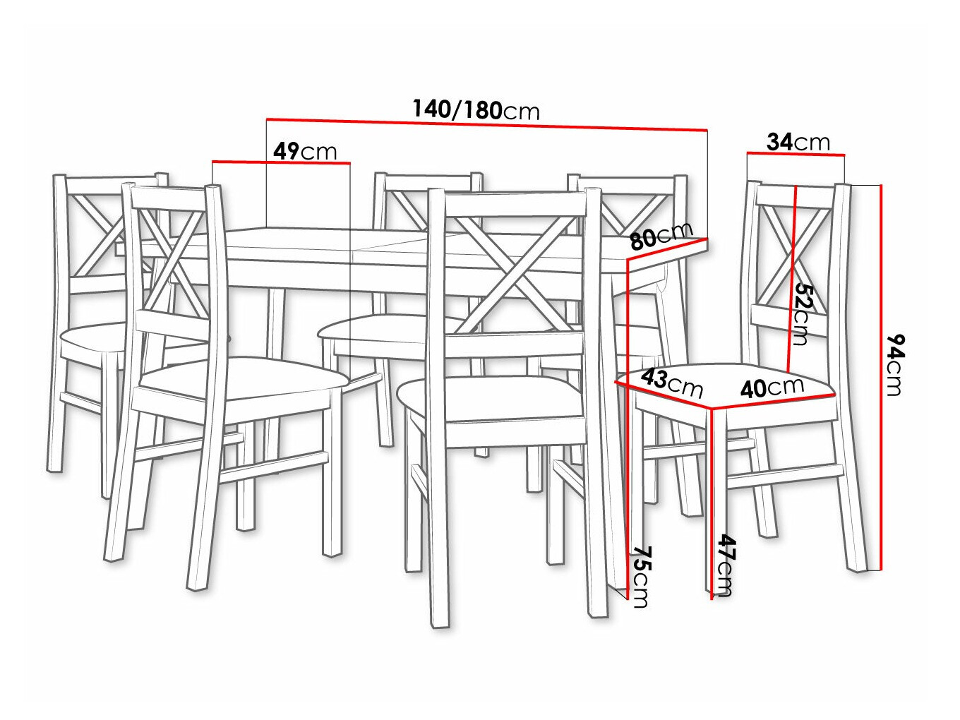 Trpezarijski set Victorville 316 (Crno)