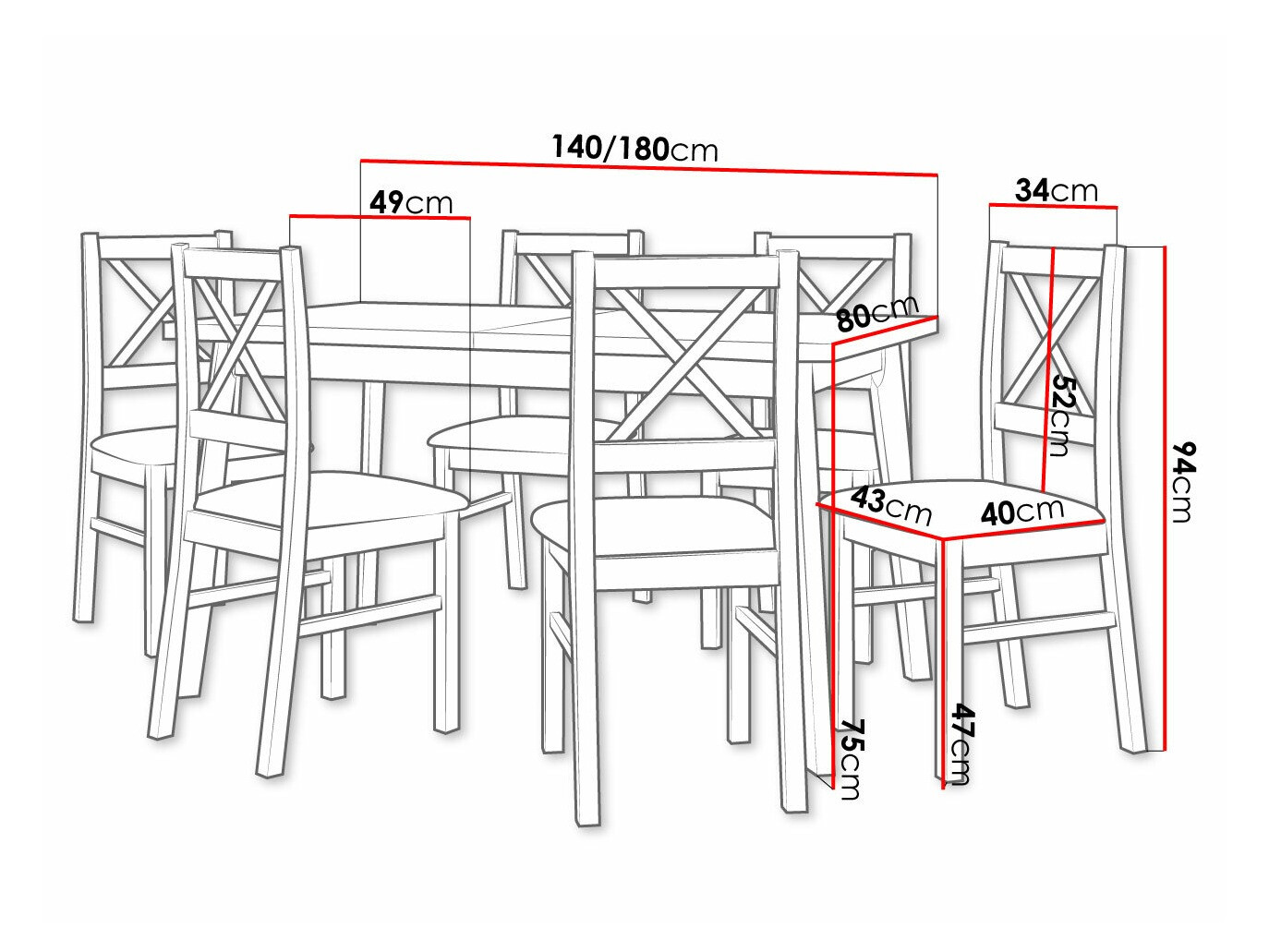Trpezarijski set Victorville 316 (Crno)