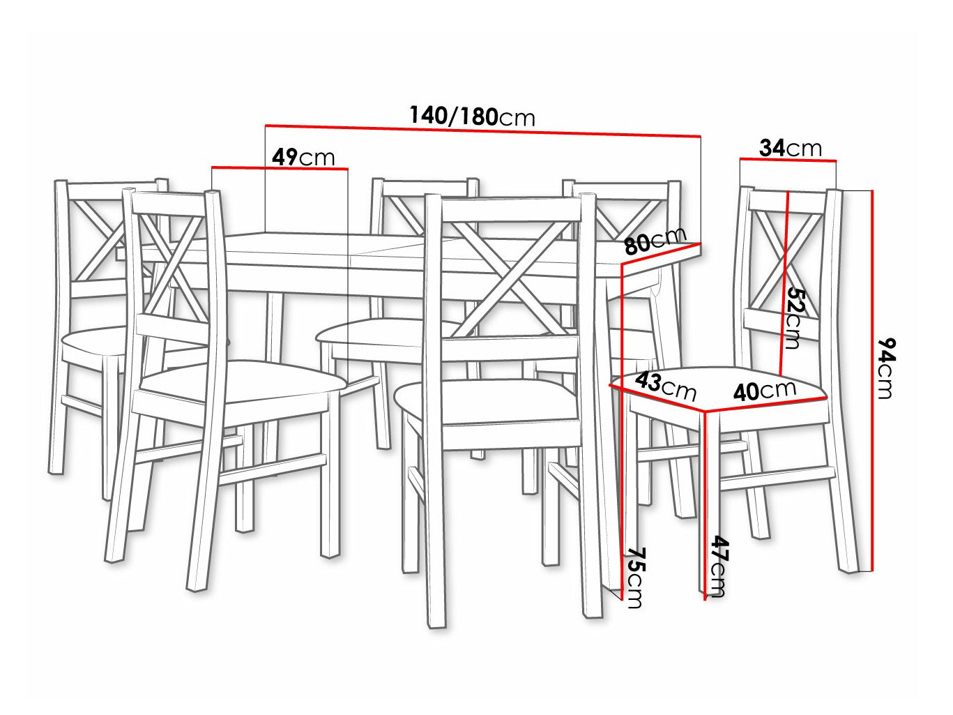 Trpezarijski set Victorville 316 (Crno)