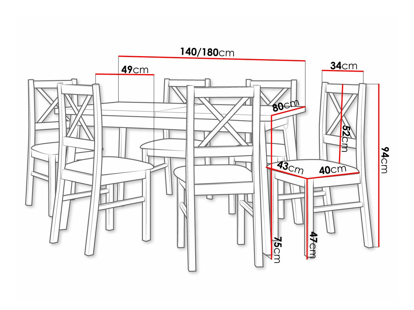 Trpezarijski set Victorville 317 (Belo)