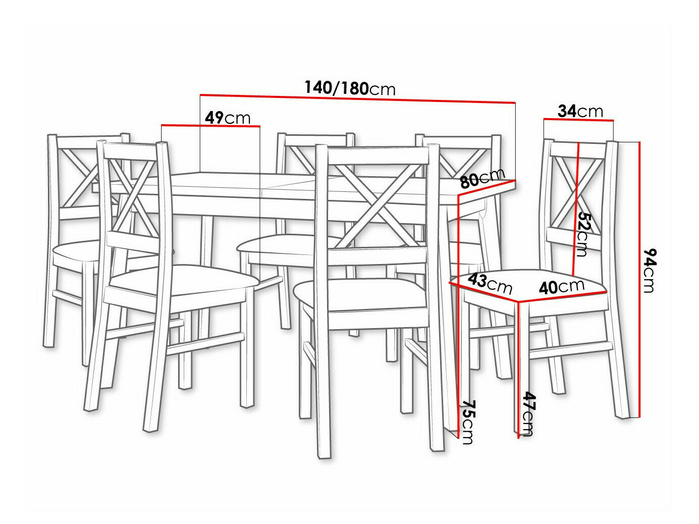 Trpezarijski set Victorville 317 (Crno)