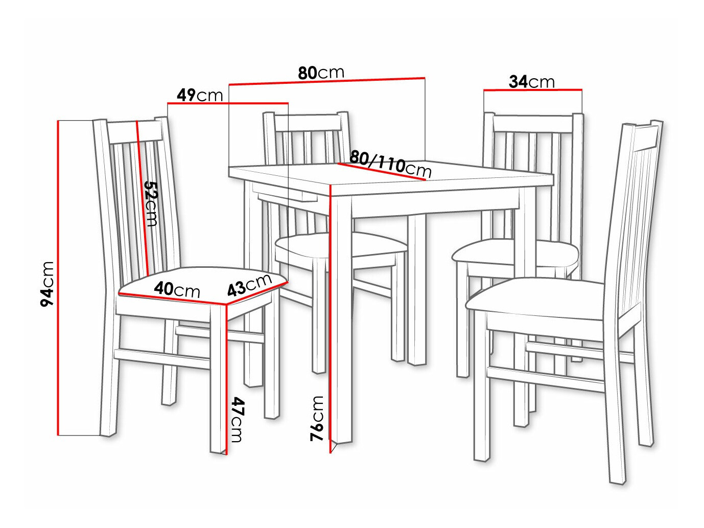 Trpezarijski set Victorville 319 (Belo)