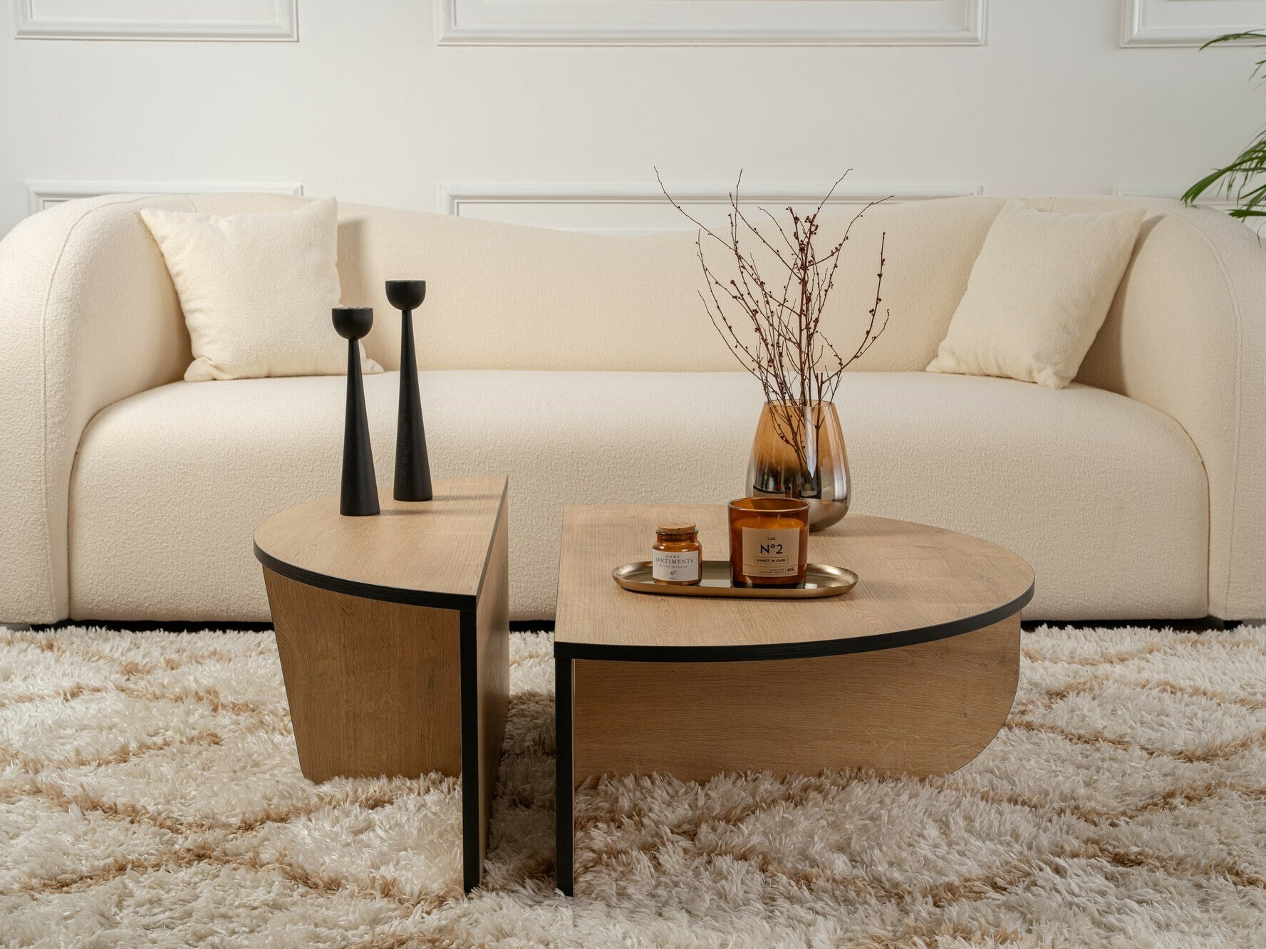 Set stočića za kafu Novato 100 (Medeni hrast + Crno)