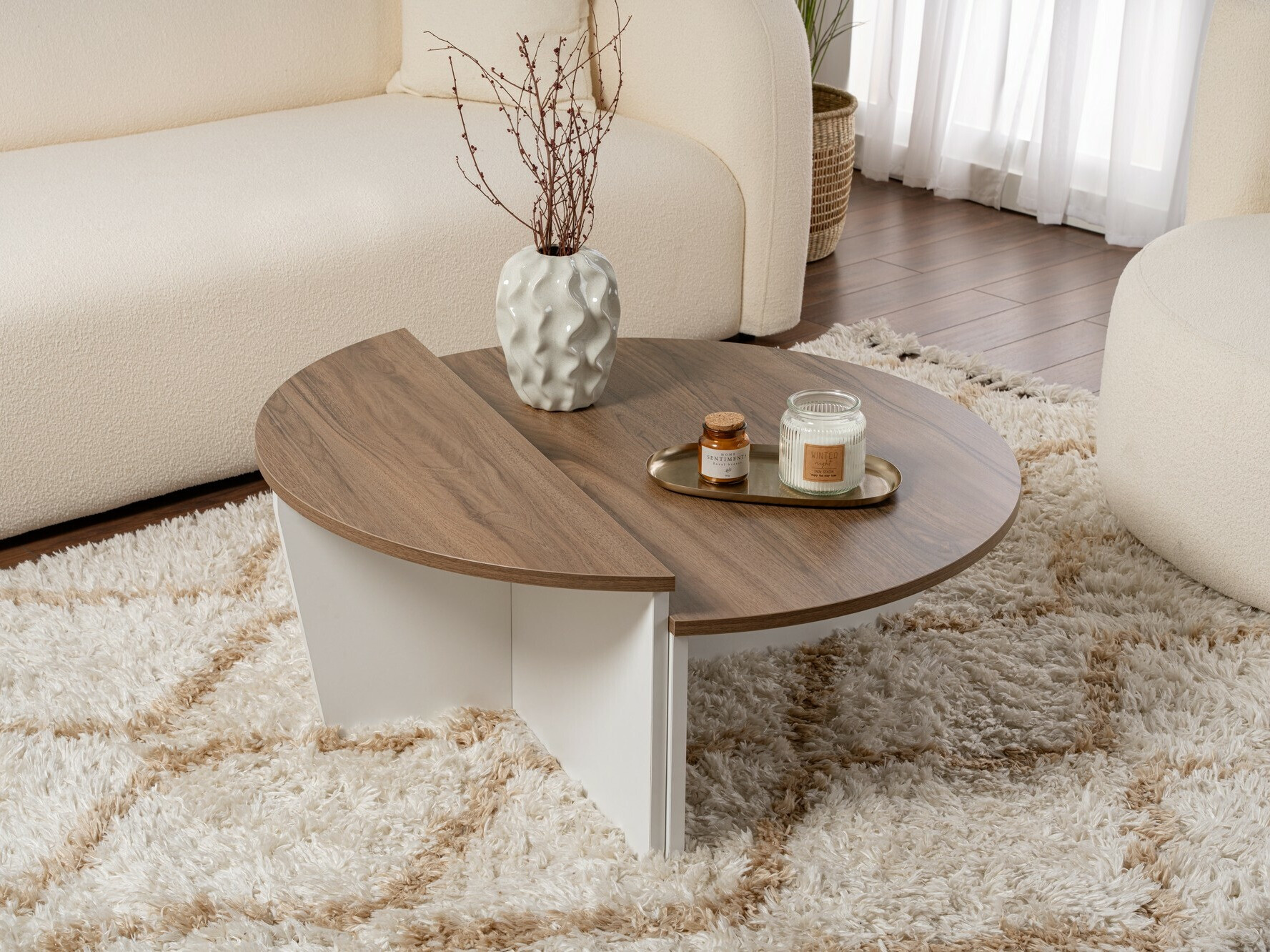 Set stočića za kafu Novato 100 (Orah + Belo)