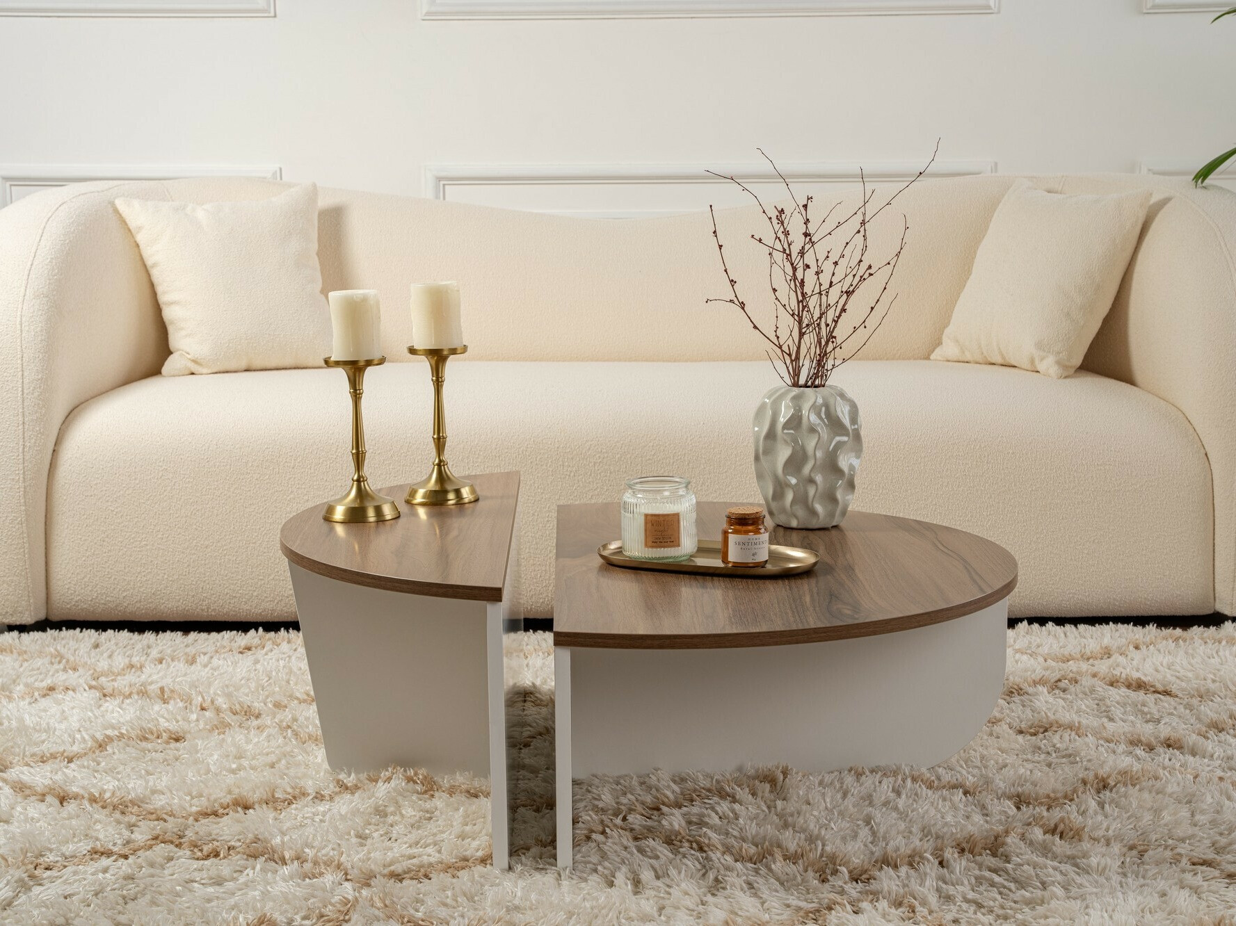Set stočića za kafu Novato 100 (Orah + Belo)